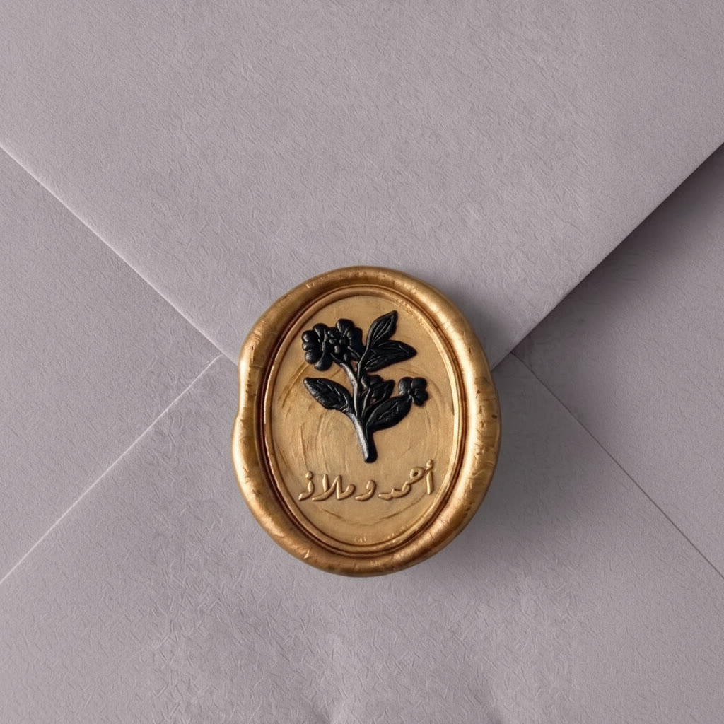 Ahmed & Malaz wax-sealed invitation